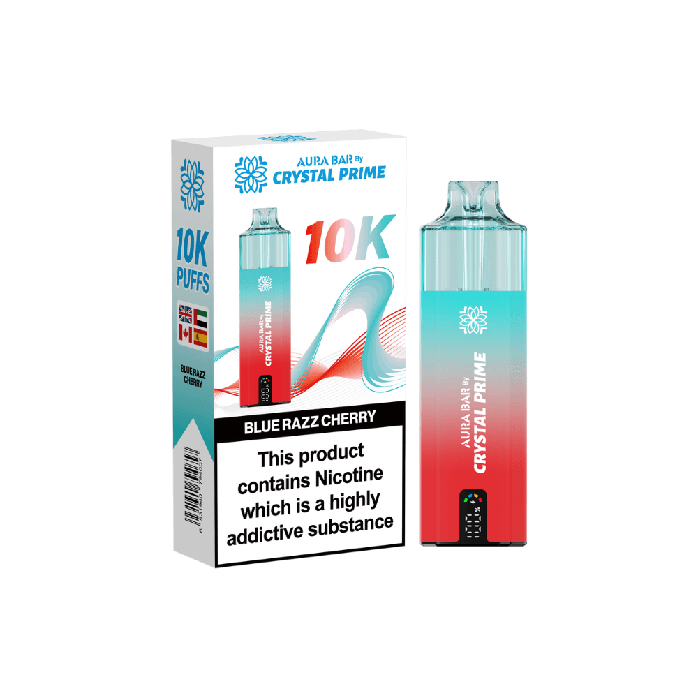 Crystal Prime Aura Bar 10K Prefilled Vape Kit Blue Razz Cherry