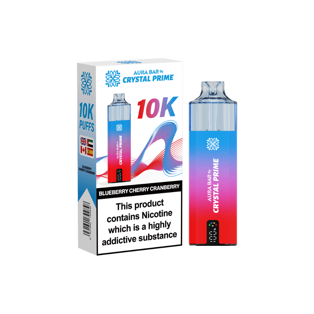 Crystal Prime Aura Bar 10K Prefilled Vape Kit Blueberry Cherry Cranberry