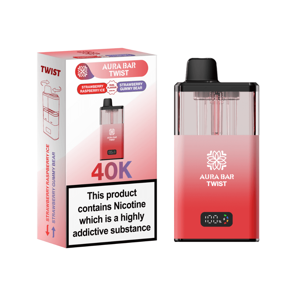 Crystal Prime Aura Bar Twist 40K Vape Kit Strawberry Raspberry Ice / Strawberry Gummy Bear