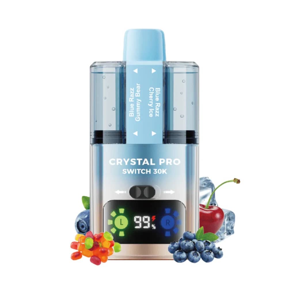 Crystal Pro Switch 30k Prefilled Vape Kit Blue Razz Gummy Bear / Blue Razz Cherry Ice