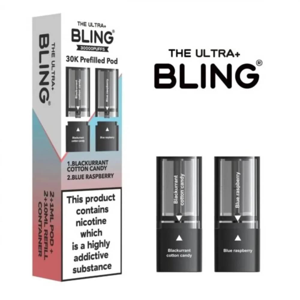 The Crystal Bling Ultra Plus 30k Pods Blackcurrant Cotton Candy/Blue Raspberry