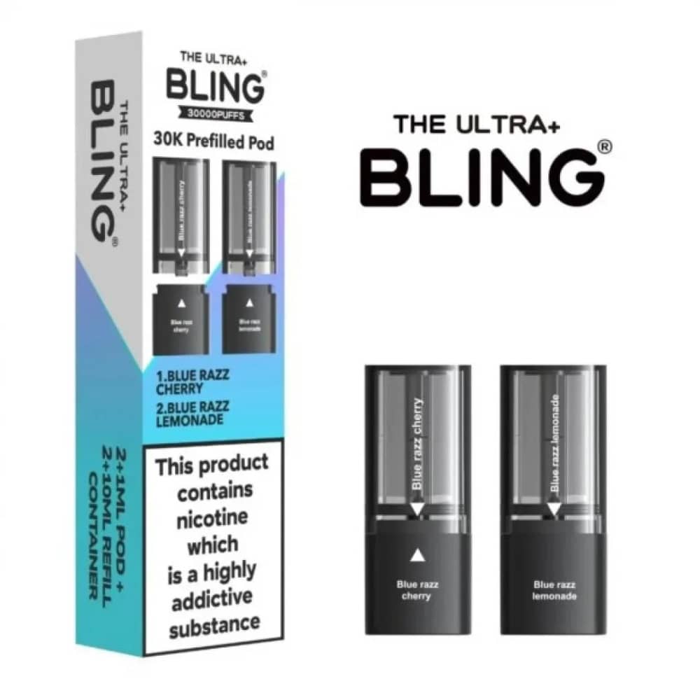 The Crystal Bling Ultra Plus 30k Pods Blue Razz Cherry/Blue Razz Lemonade