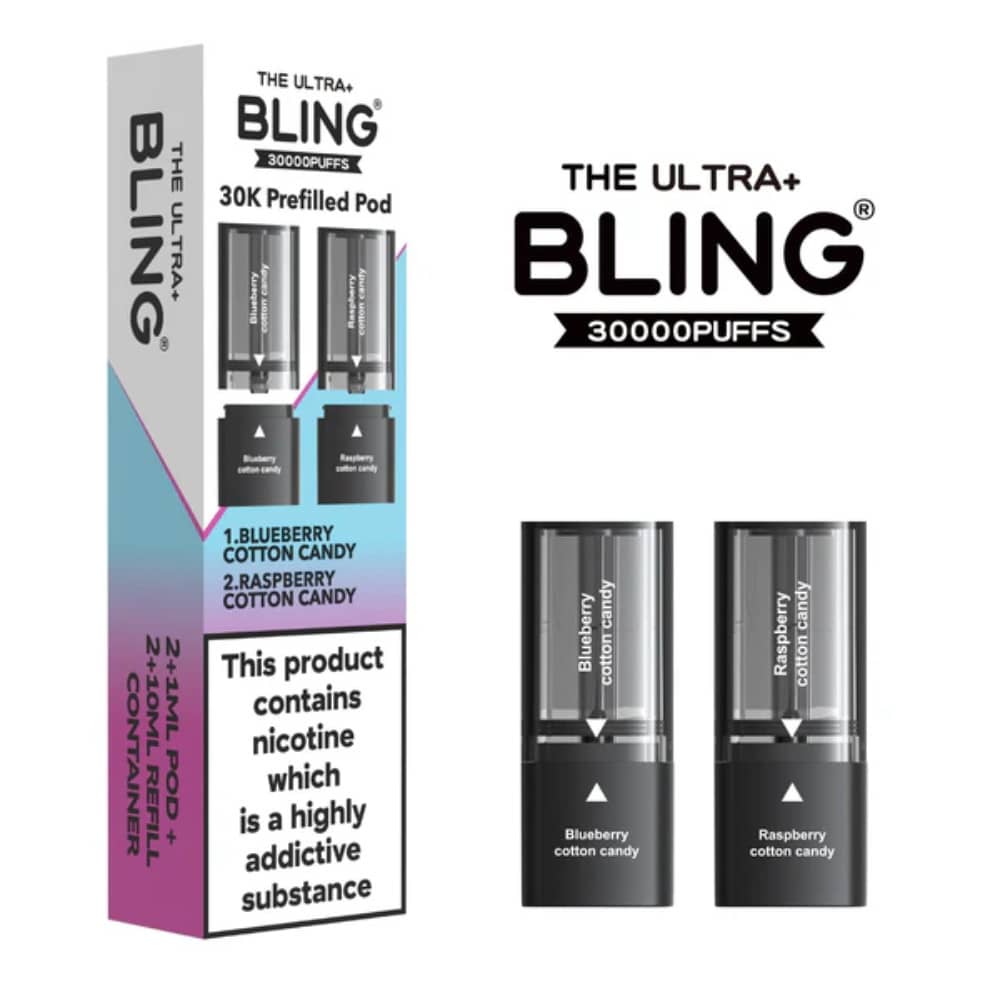 The Crystal Bling Ultra Plus 30k Pods Blueberry Cotton Candy/Raspberry Cotton Candy