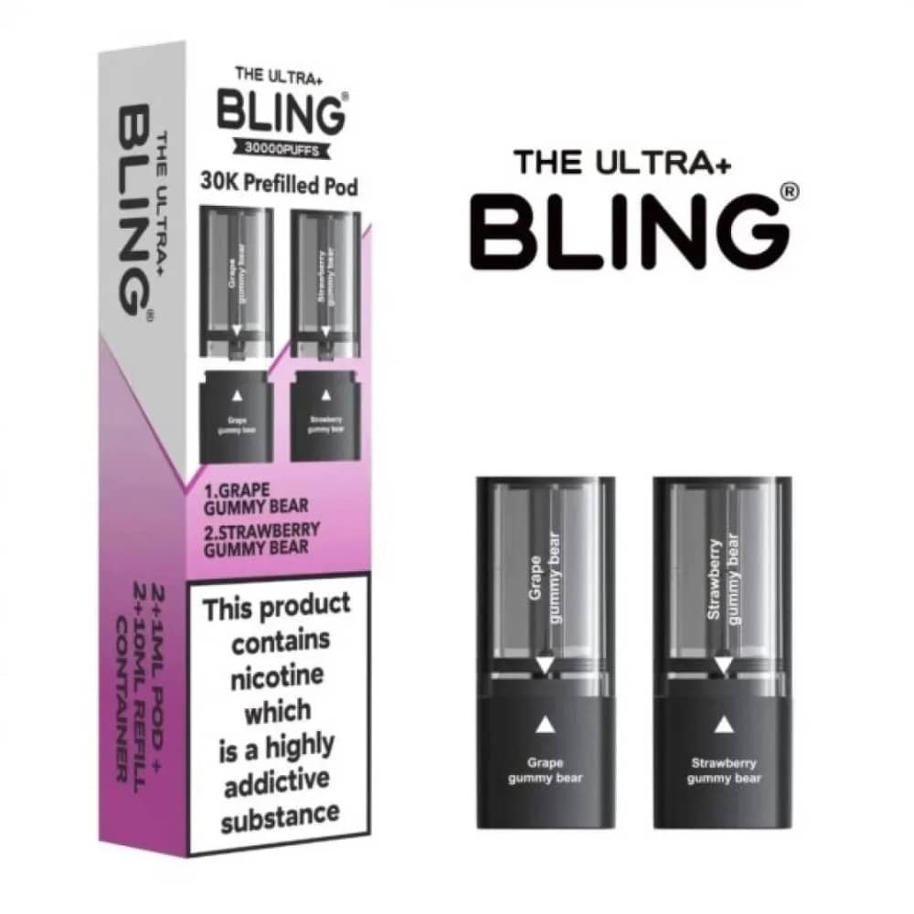 The Crystal Bling Ultra Plus 30k Pods Grape Gummy Bear/Strawberry Gummy Bear