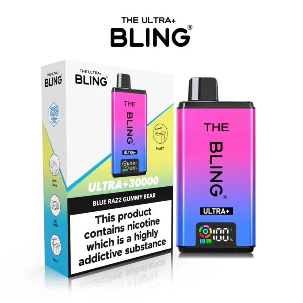The Crystal Bling Ultra Plus 30K Prefilled Vape Kit Blue Razz Gummy Bear
