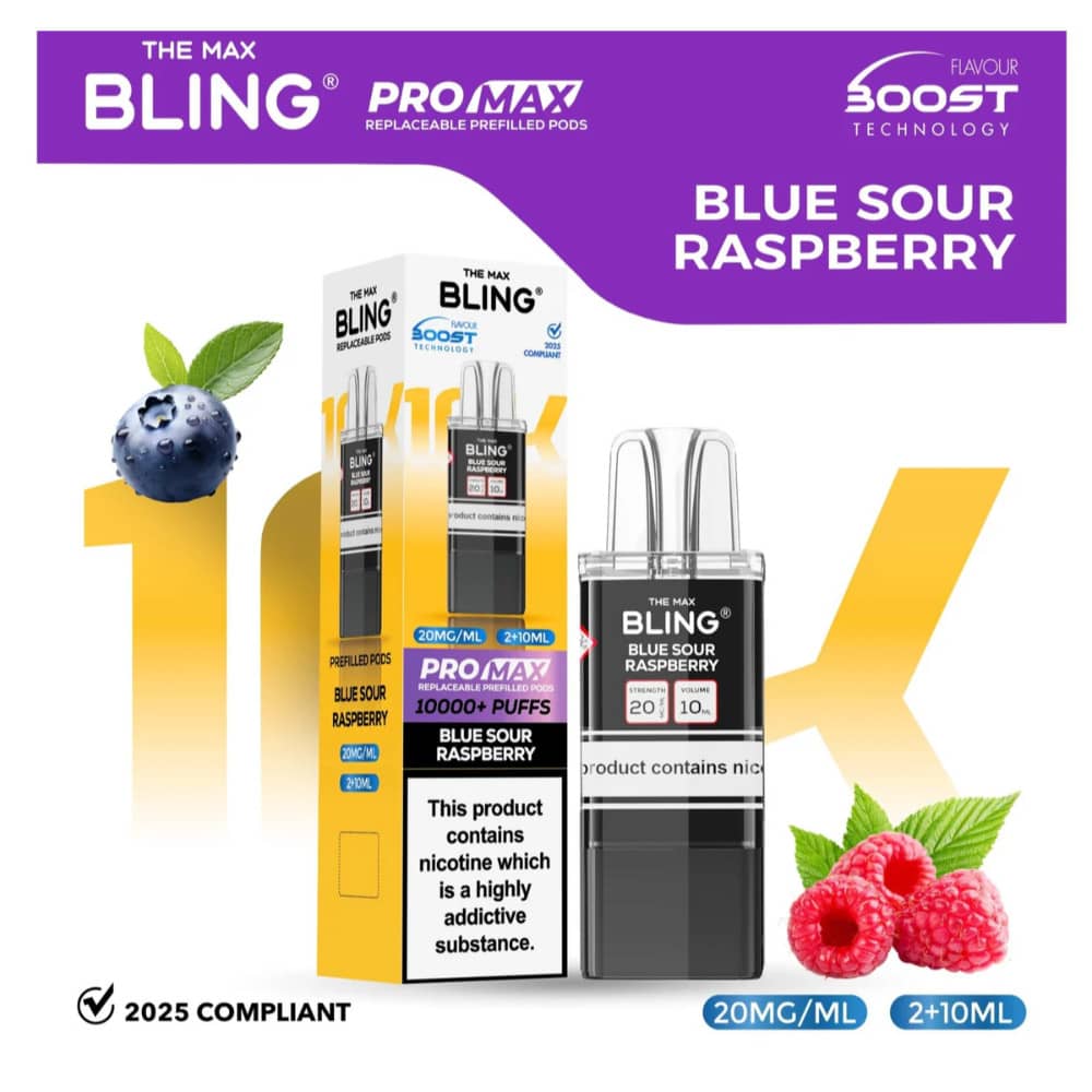 The Crystal Bling Pro Max 10k Pods Blue Sour Raspberry