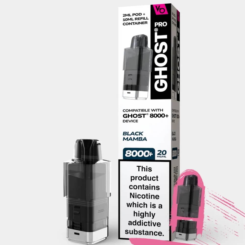 Vapes Bars Ghost Pro 8000 Pods Black Mamba