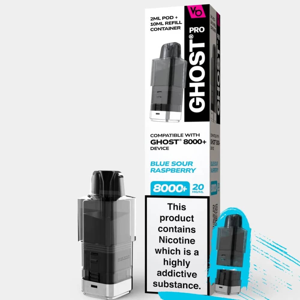 Vapes Bars Ghost Pro 8000 Pods Blue Sour Raspberry