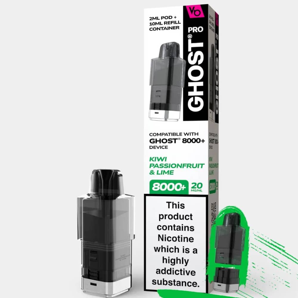 Vapes Bars Ghost Pro 8000 Pods Kiwi Passionfruit & Lime