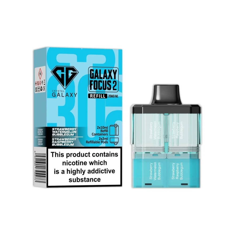Crystal Galaxy 30k Focus 2 Pods Strawberry Watermelon Bubble Gum / Strawberry Raspberry Bubble Gum