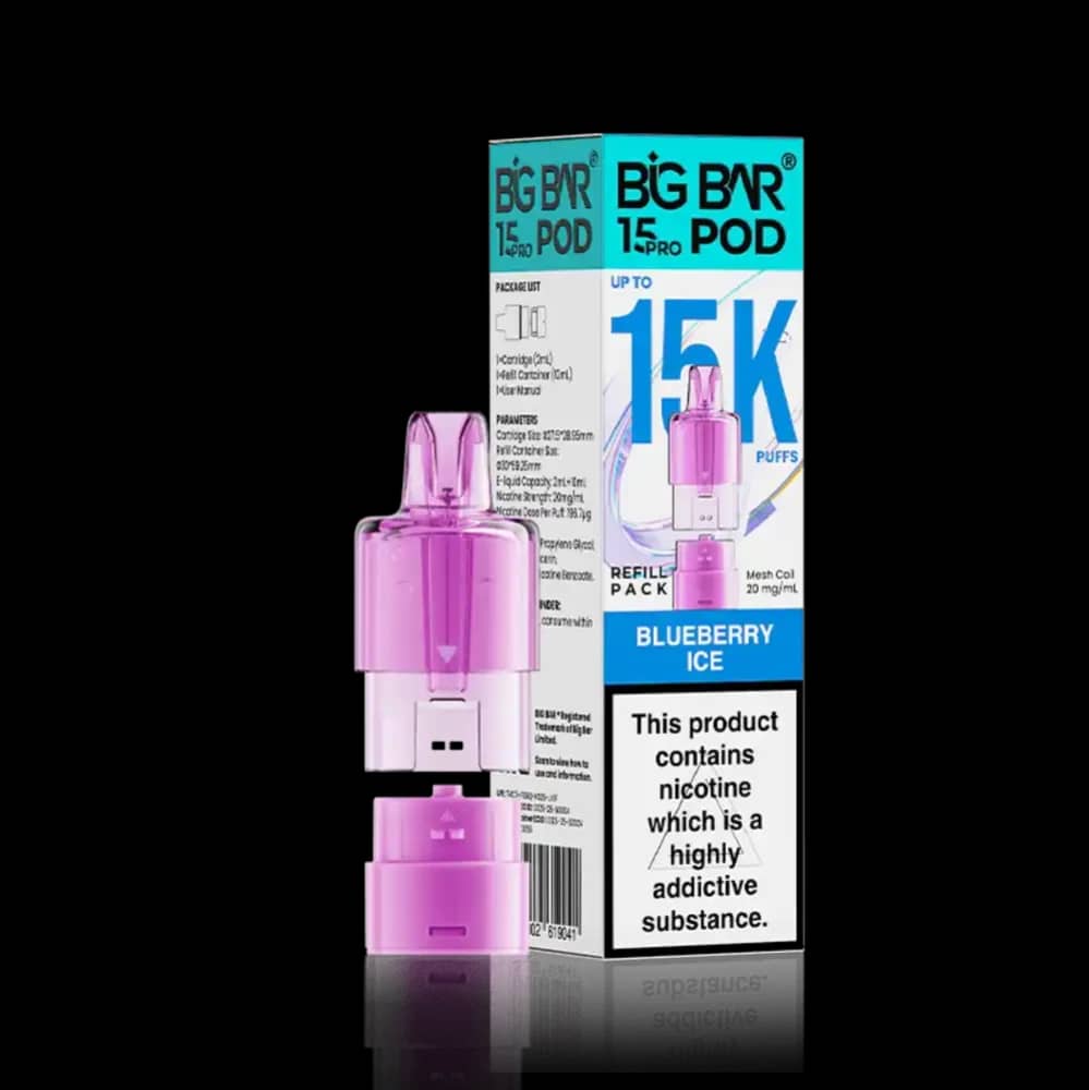 Big Bar Pro 15k Refill Pods (Box of 5) Blueberry Ice