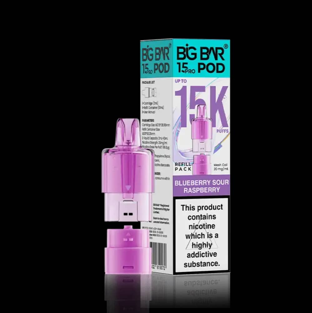 Big Bar Pro 15k Refill Pods (Box of 5) Blueberry Sour Raspberry