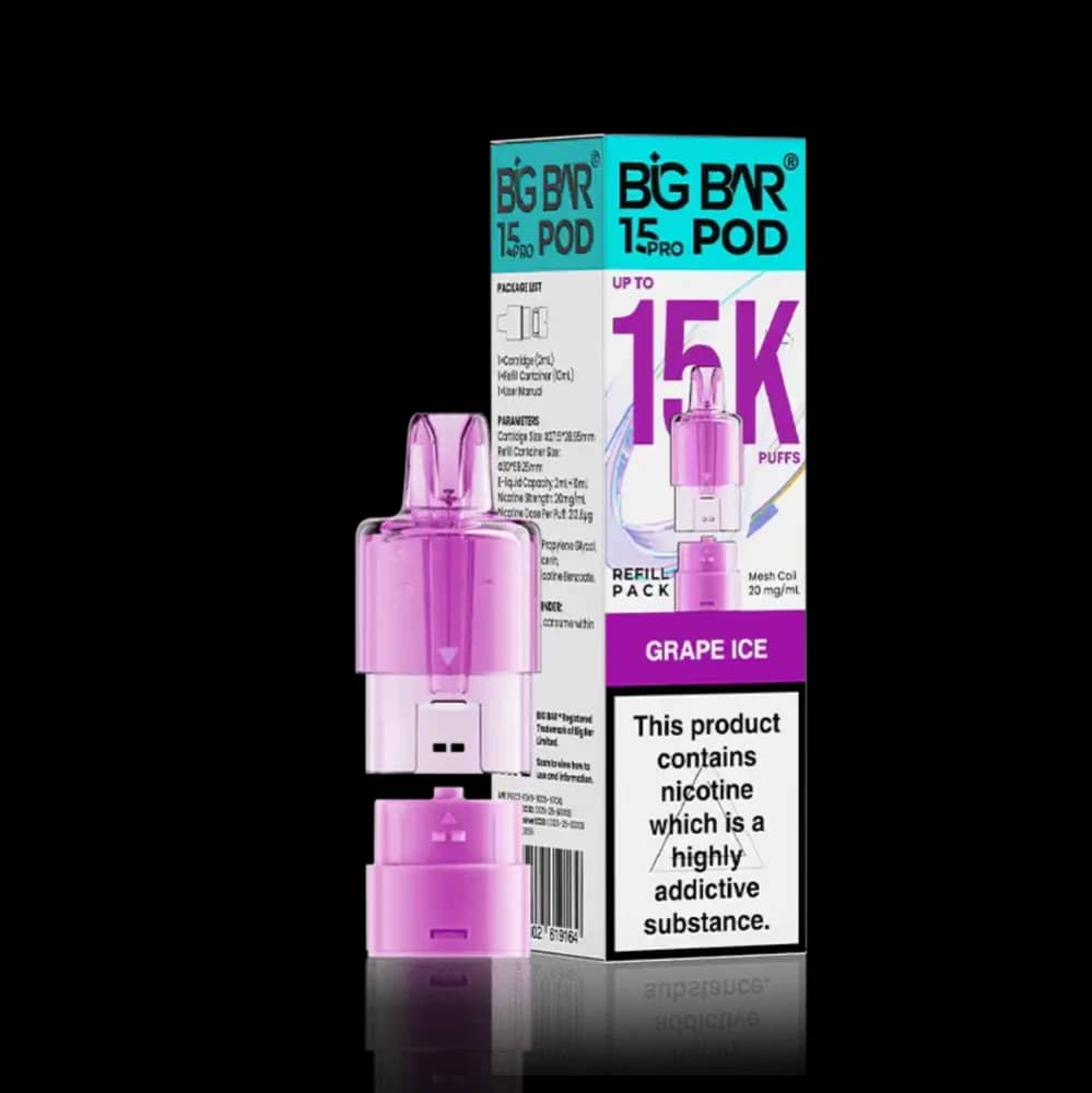 Big Bar Pro 15k Refill Pods (Box of 5) Grape Ice