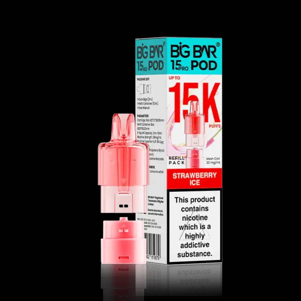 Big Bar Pro 15k Refill Pods (Box of 5) Strawberry Ice