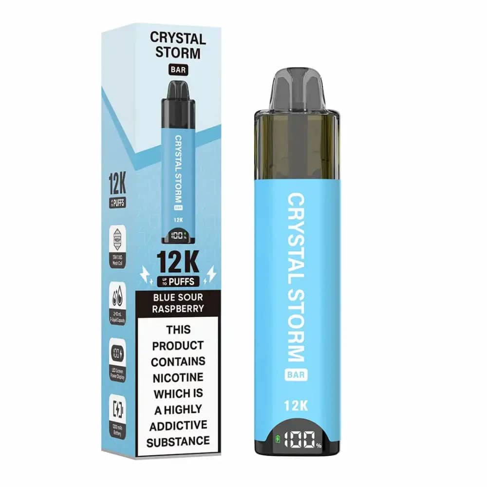Crystal Strom Bar 12k | Prefilled 20mg Pod Kit | Box of 5 Blue Sour Raspberry
