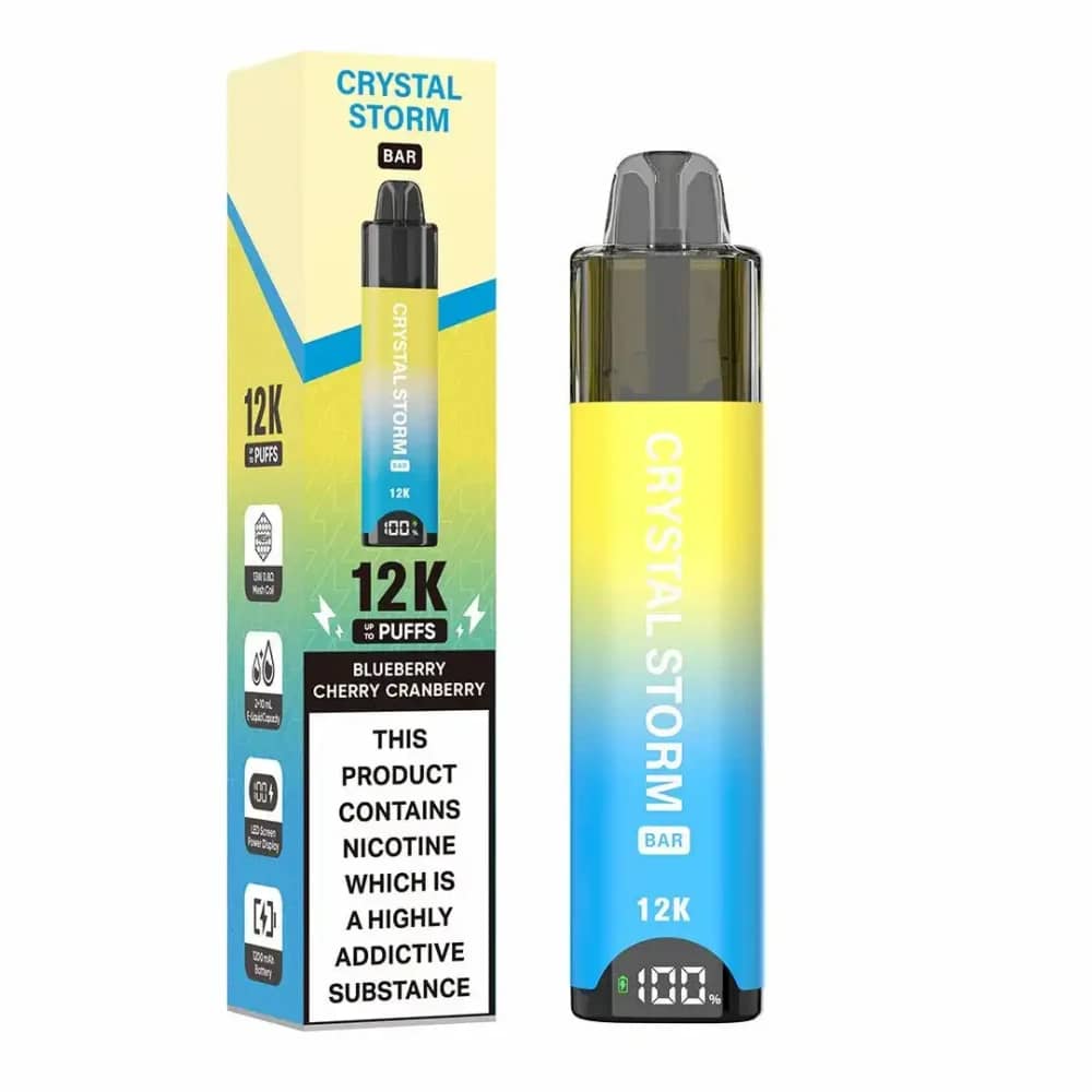 Crystal Strom Bar 12k | Prefilled 20mg Pod Kit | Box of 5 Blueberry Cherry Cranberry