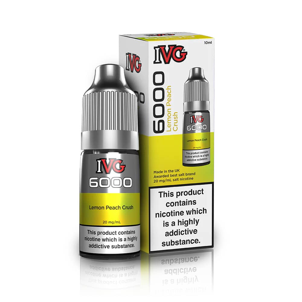 IVG 6000 Nic Salts e liquids 10ml Lemon Peach Crush 20mg