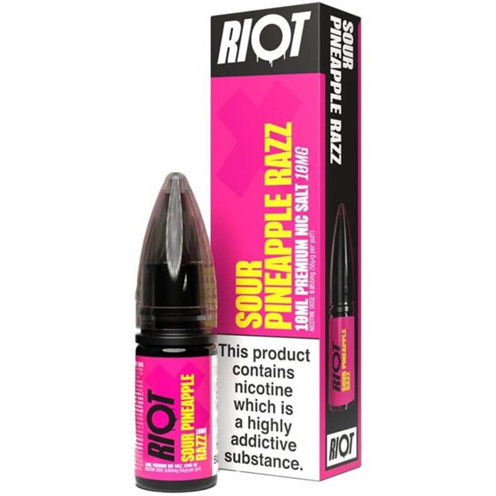 Riot X Nic Salts e liquids 10ml Sour Pineapple Razz 20mg