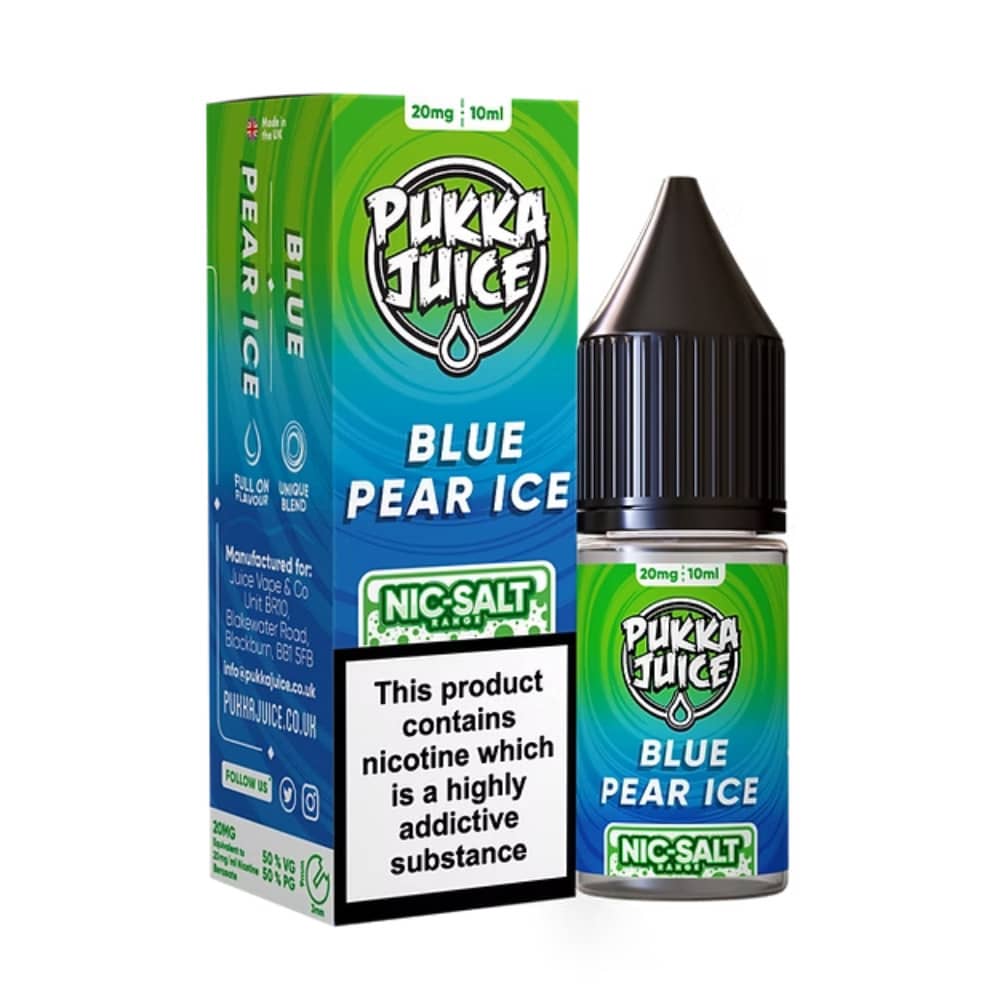 Pukka Juice Nic Salts e liquids 10ml Blue Pear Ice 20mg