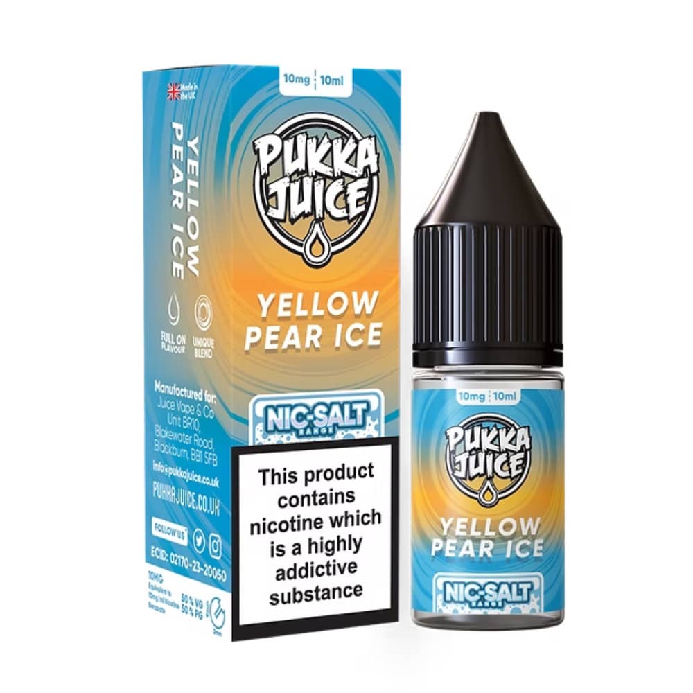 Pukka Juice Nic Salts e liquids 10ml Yellow Pear Ice 10mg