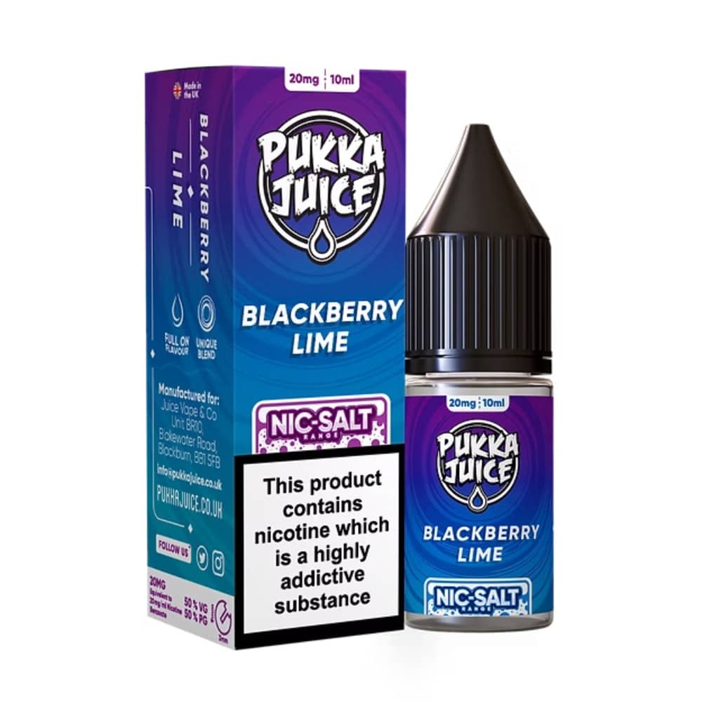 Pukka Juice Nic Salts e liquids 10ml Blackberry Lime 20mg