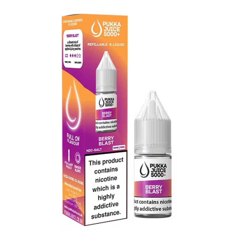Pukka Juice 5000+ Nic Salts e liquids 10ml Berry Blast 20mg