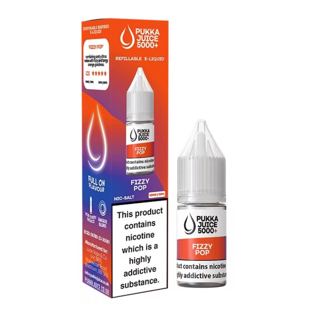 Pukka Juice 5000+ Nic Salts e liquids 10ml Fizzy Pop 10mg