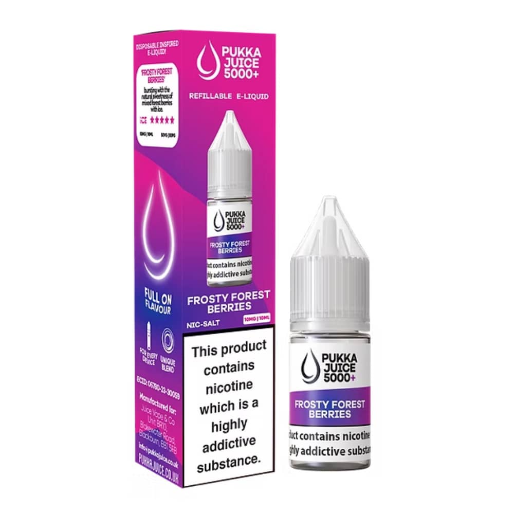 Pukka Juice 5000+ Nic Salts e liquids 10ml Frosty Frorest Berries 20mg
