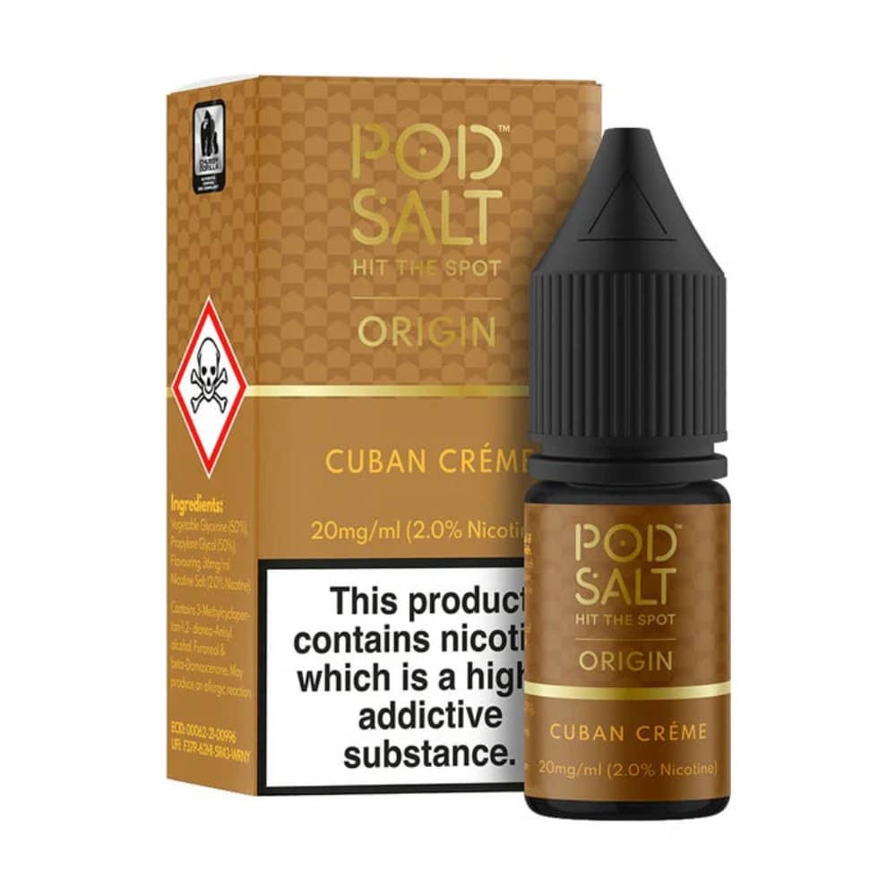 Pod Salt Origin Nic Salts e liquids 10ml Cuban Creme 20mg