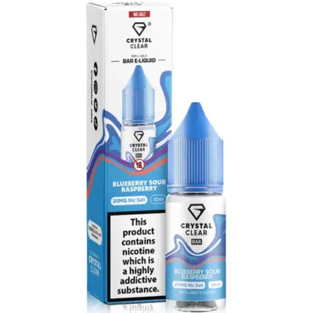 Crystal Clear Nic Salts e liquids 10ml Blueberry Sour Raspberry 10mg