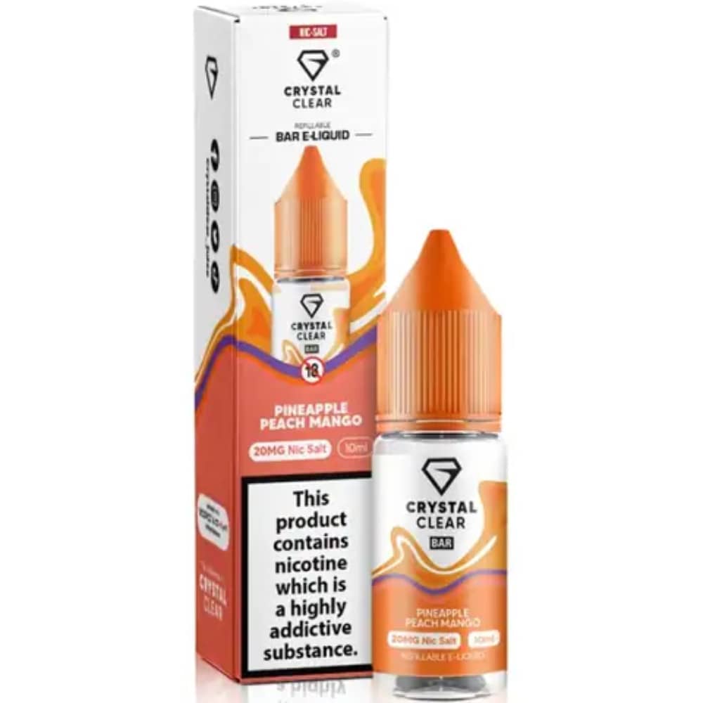 Crystal Clear Nic Salts e liquids 10ml Pineapple Peach Mango 10mg