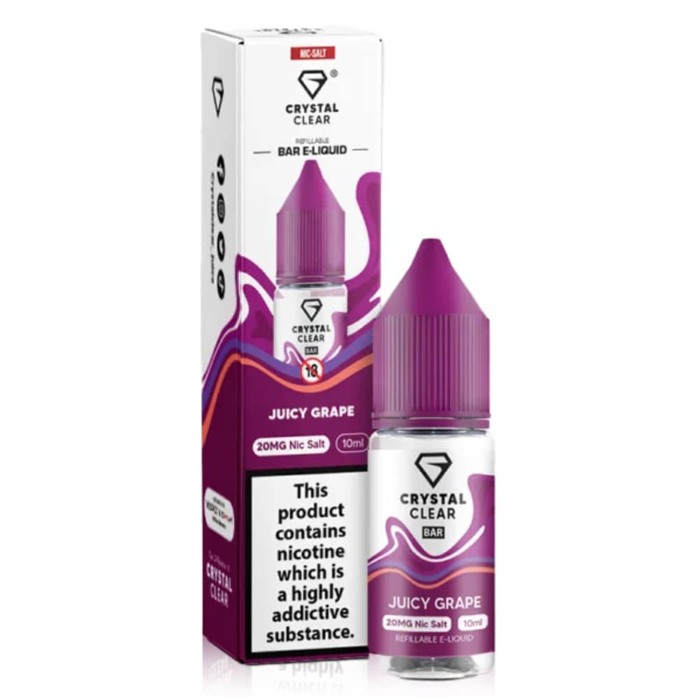 Crystal Clear Nic Salts e liquids 10ml Juicy Grape 20mg