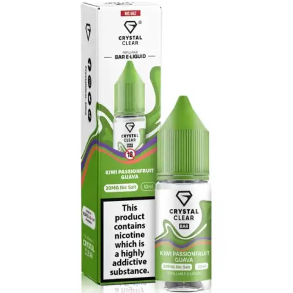 Crystal Clear Nic Salts e liquids 10ml Kiwi Passionfruit Guava 20mg