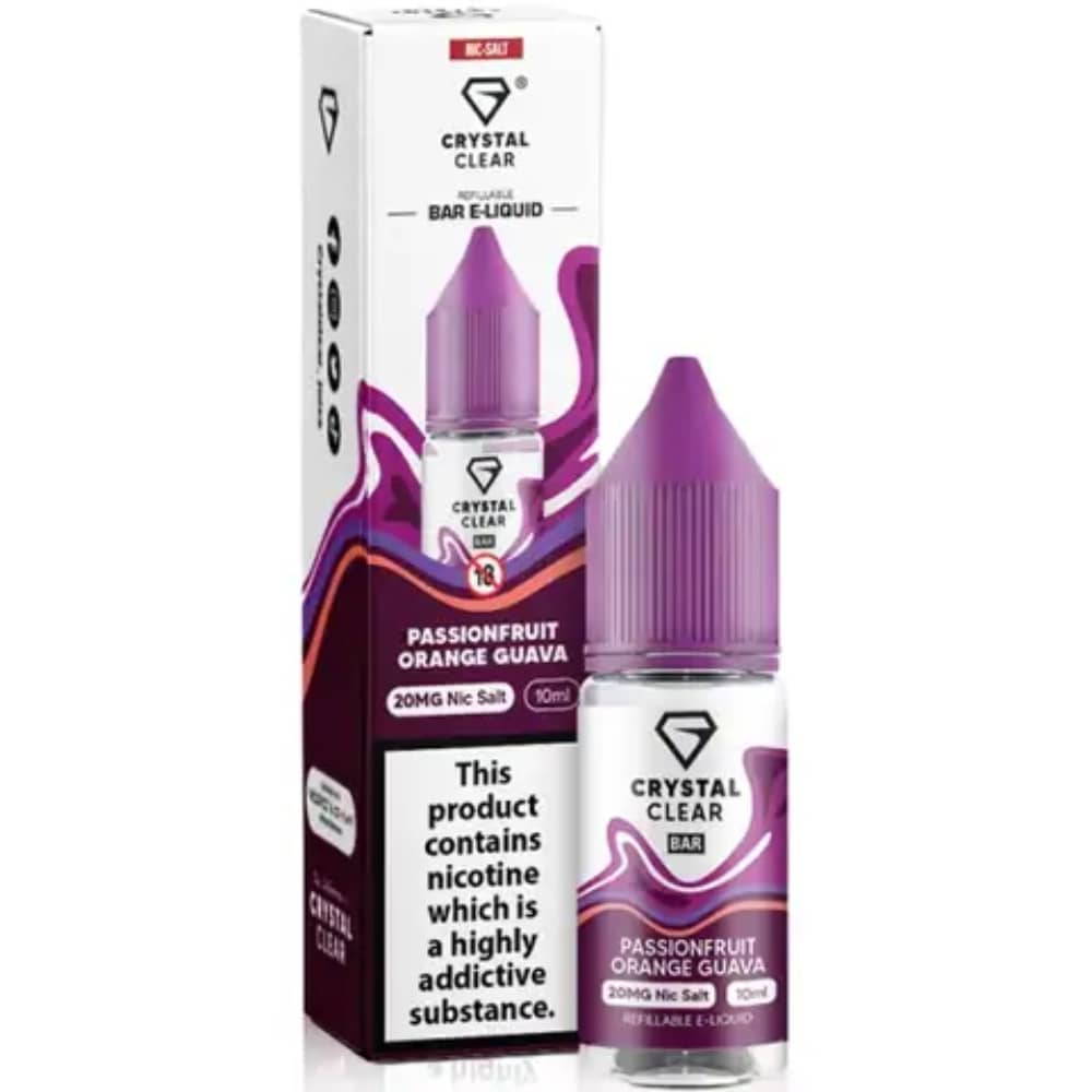 Crystal Clear Nic Salts e liquids 10ml Passion Orange Guava 20mg