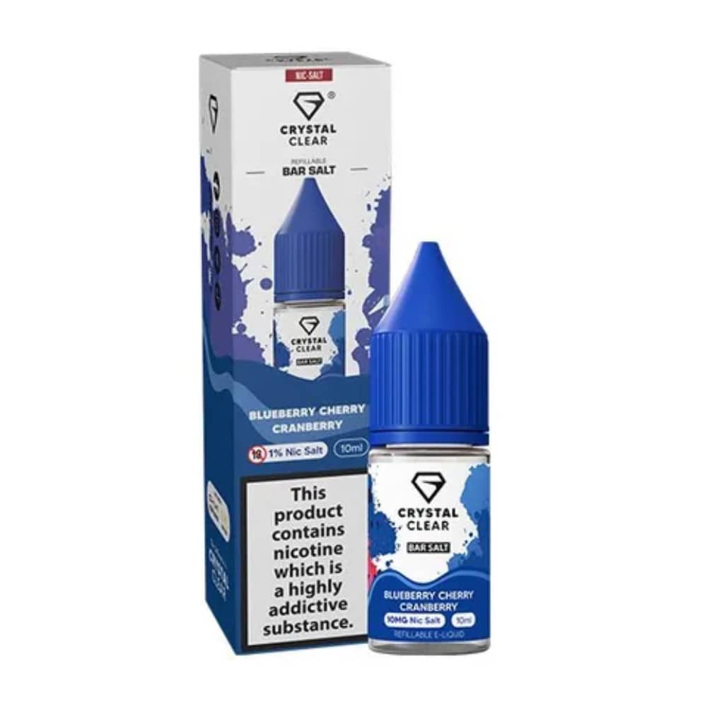 Crystal Clear Nic Salts e liquids 10ml Blueberry Cherry Cranberry 20mg