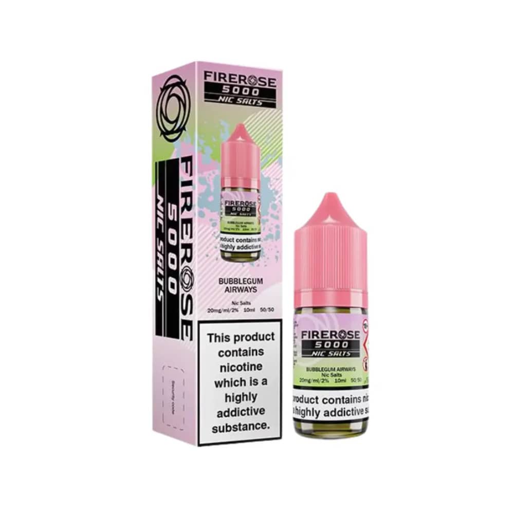 Firerose 5000 Nic Salts e liquids 10ml Bubblegum Airways 10mg