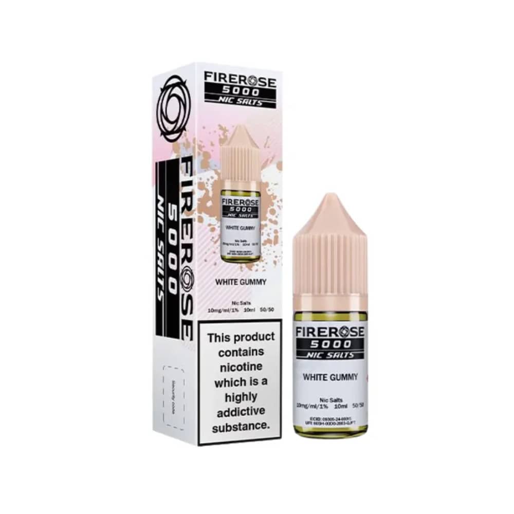Firerose 5000 Nic Salts e liquids 10ml White Gummy 10mg