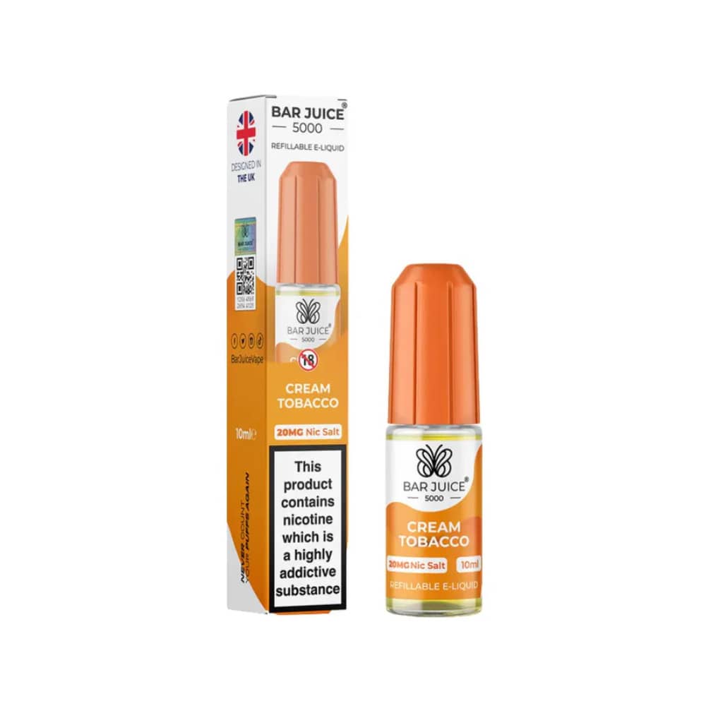 Bar Juice Nic Salts E-Liquids 10ml Cream Tobacco 10mg