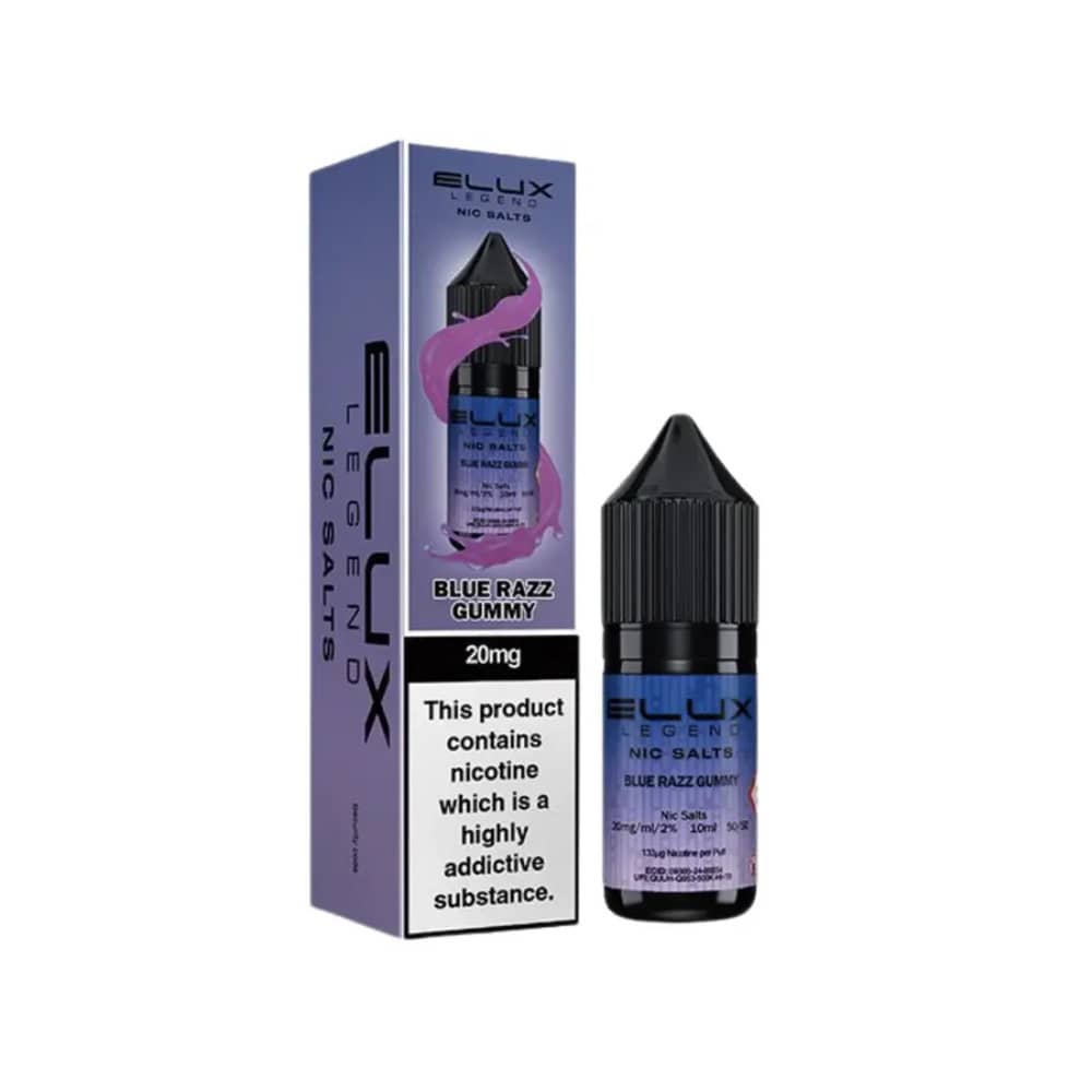 Elux Legend Nic Salts E-Liquids 10ml Blue Razz Gummy 10mg