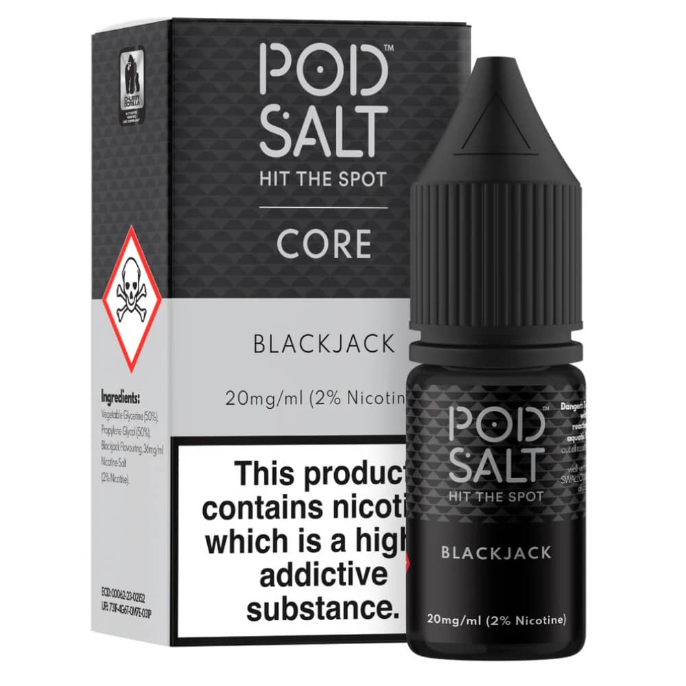 Pod Salt Core Nic Salts e liquids 10ml Black Jack 20mg