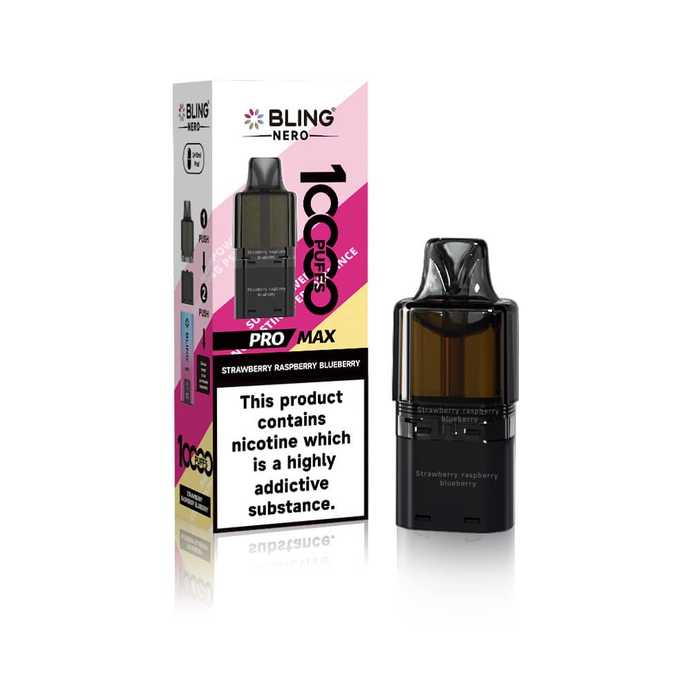 Crystal Bling Nero 10k Prefilled Pods Strawberry Raspberry Blueberry