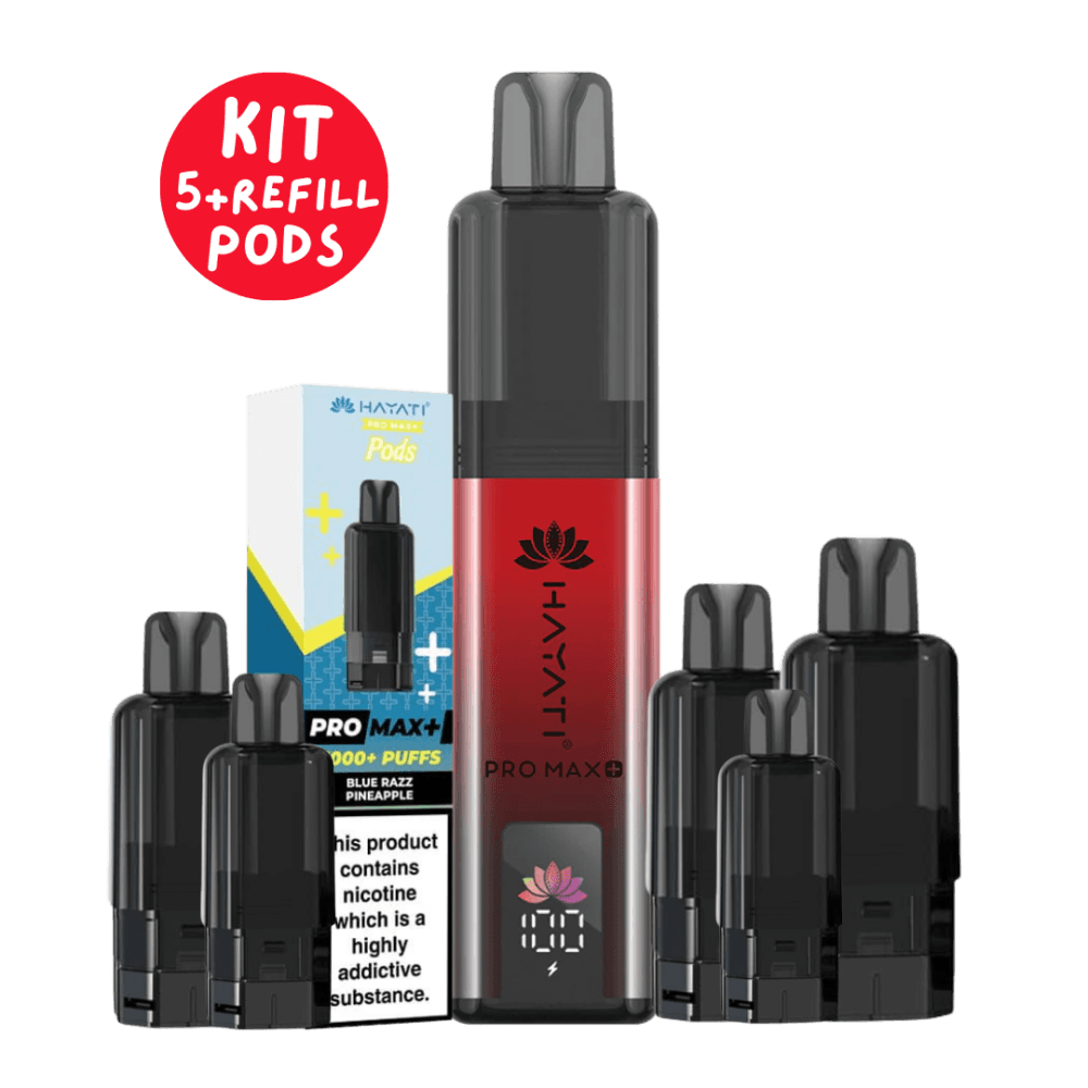 Hayati Pro Max Plus Pods & Kit | 5 Refill Pack White Peach Raspberry x 5 Refill Pods