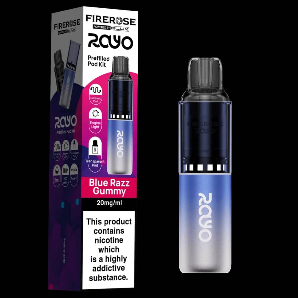 Elux Firerose Rayo 600 | Box of 10 Blue Razz Gummy