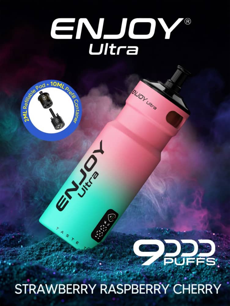 Enjoy Ultra 9000 Vape | Rechargeable Kit Strawberry Raspberry Cherry
