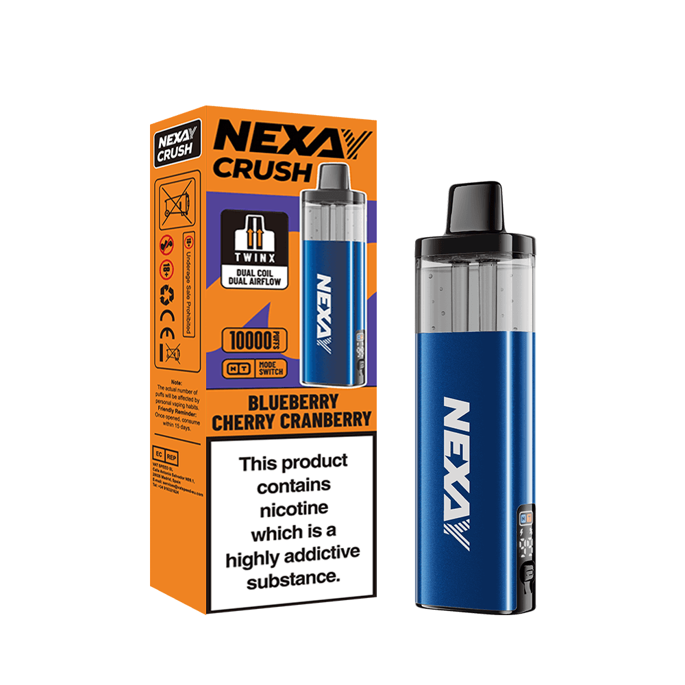 Nexay Crush 10k Vape Kit | Box of 5 | 10,000 Puffs Blueberry Cherry Cranberry