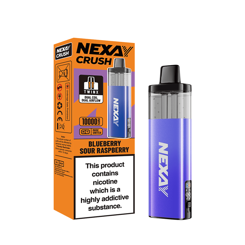 Nexay Crush 10k Vape Kit | Box of 5 | 10,000 Puffs Blueberry Sour Raspberry