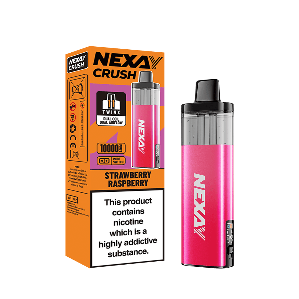 Nexay Crush 10k Vape Kit | Box of 5 | 10,000 Puffs Strawberry Raspberry