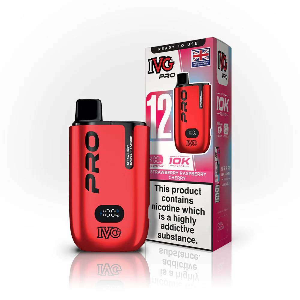 IVG Pro 10k Prefilled Pod Vape Kit Strawberry Raspberry Cherry