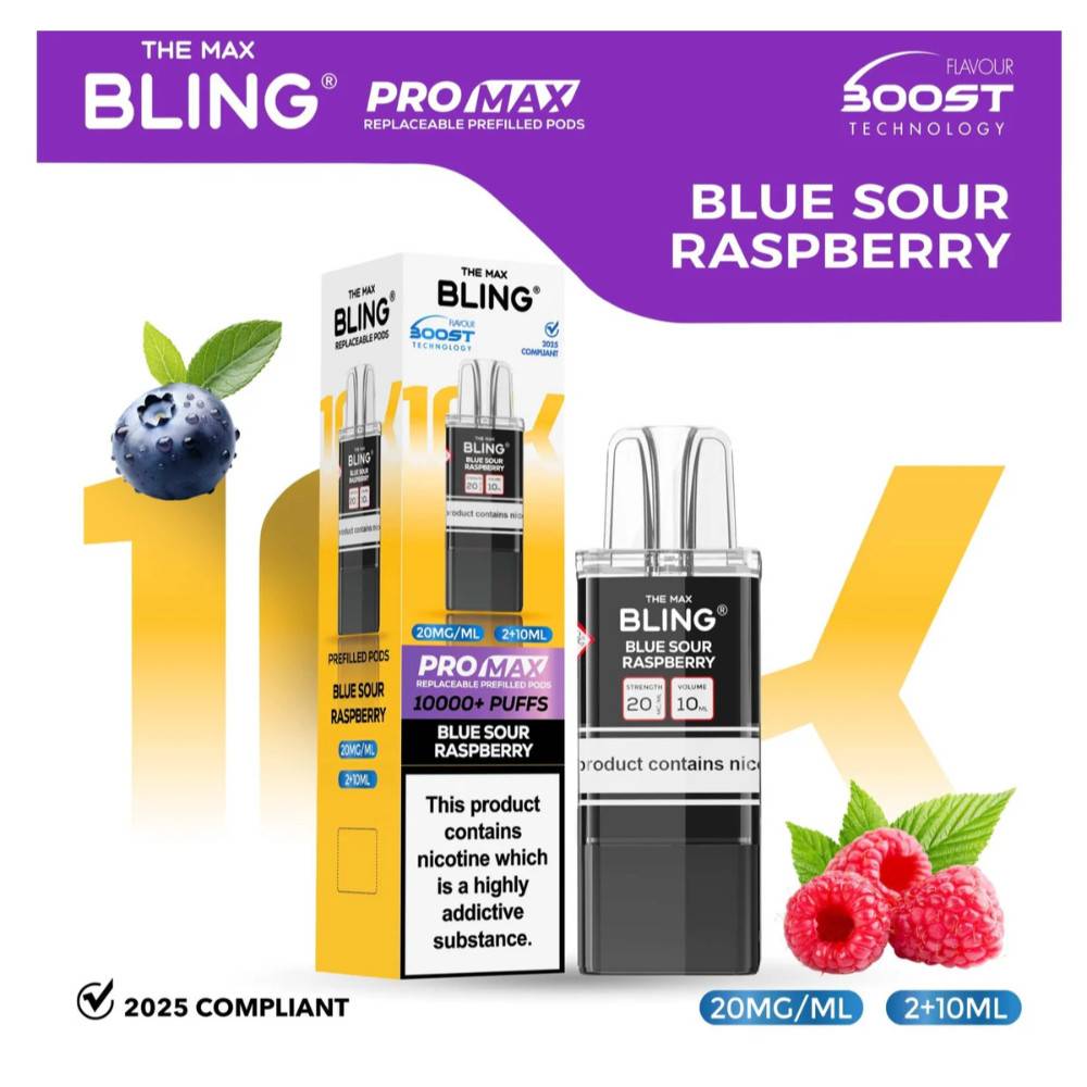 The Crystal Bling Pro Max 10k Pods Blue Sour Raspberry