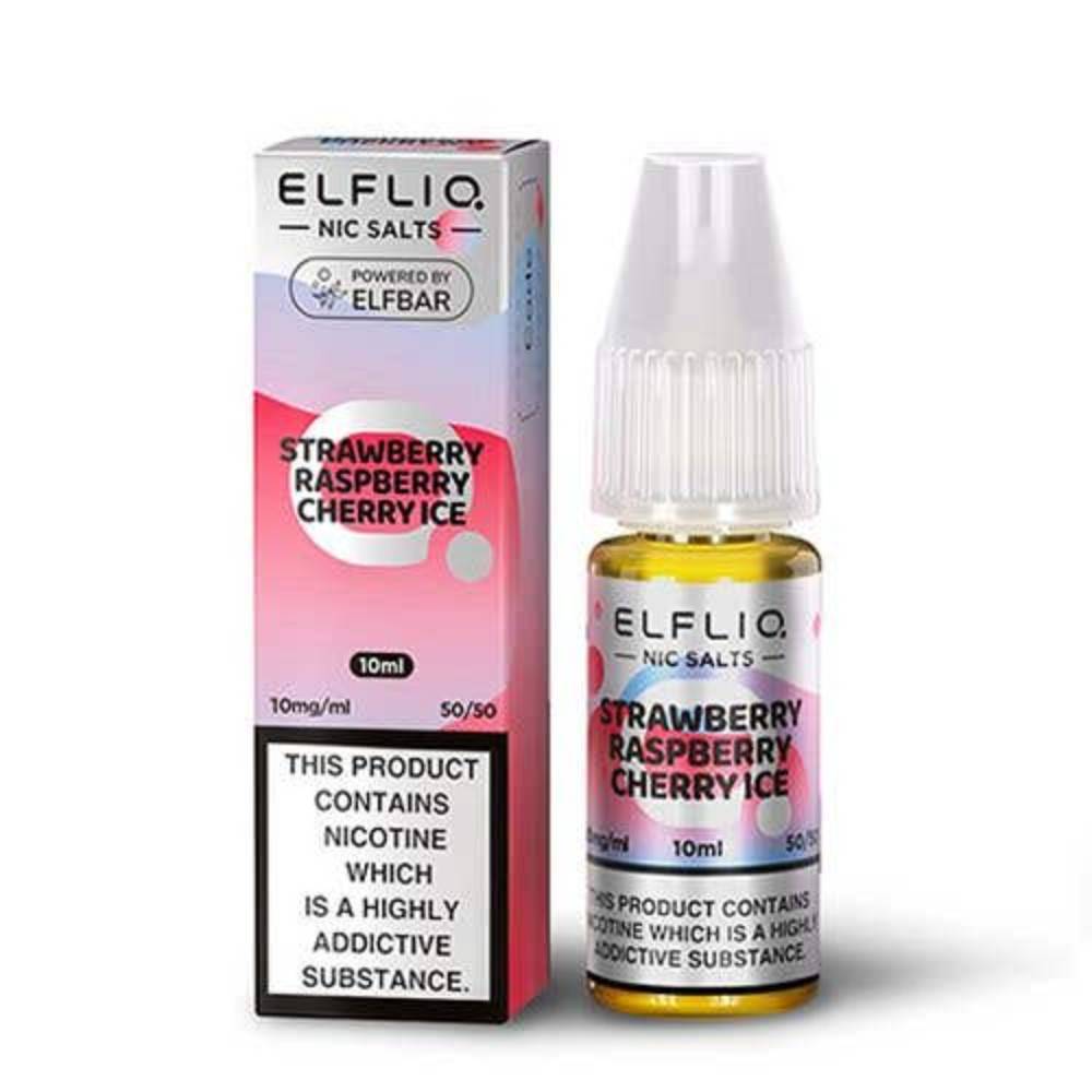 Elf Bar Elfliq Nic Salt E-Liquids 10ml Strawberry Raspberry Cherry Ice 20mg